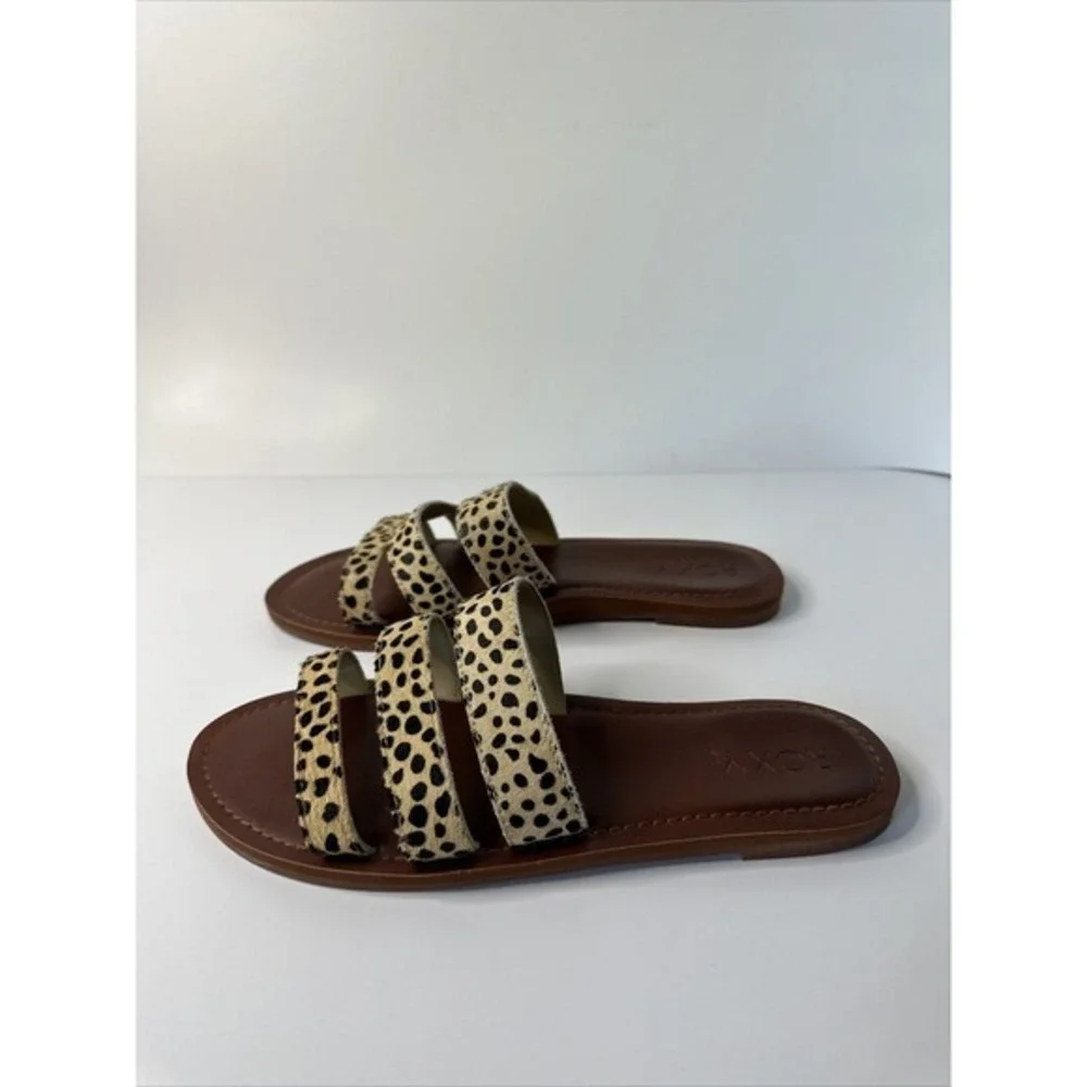 Roxy Women's Wyld Rose Leather Sandals CD4 Cheetah Print Size‎ US 7. Very Good.